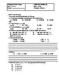 Đề kiểm tra giữa kỳ I môn Toán + Tiếng Việt Lớp 4 - Trường TH Phan Như Thạch
