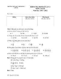 Đề kiểm tra định kỳ lần 4 môn Toán Lớp 4 - Năm học 2011-2012 - Nguyễn Viết Hiện