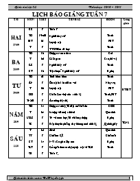 Giáo án Lớp 2 - Tuần 7 - Năm học 2010-2011 - 