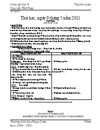 Giáo án Lớp 4 - Tuần 35 - Năm học 2010-2011 - Nguyễn Thị Ngọ (Bản 2 cột chuẩn kiến thức)