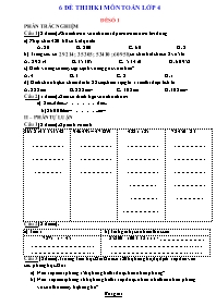 6 Đề thi học kì 1 Toán Lớp 4 (Có đáp án)