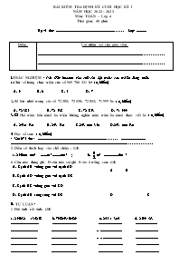 Bài kiểm tra định kỳ cuối học kỳ 1 Toán Lớp 4
