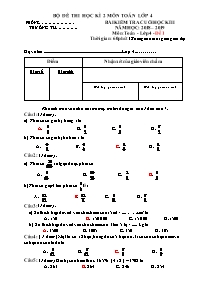 Bộ đề thi học kì 2 Toán Lớp 4 - Năm học 2018-