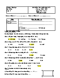 Đề kiểm tra cuối học kì 1 Toán Lớp 4 - Năm họ