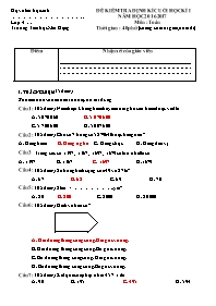 Đề kiểm tra định kì cuối học kì 1 Toán Lớp 4 