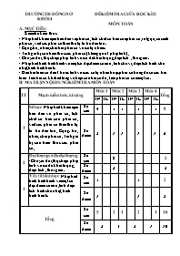 Đề kiểm tra giữa học kì 2 Toán Lớp 4 - Trường Tiểu học Đồng Nơ (Có ma trận và đáp án)
