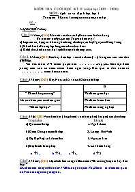 Kiểm tra cuối học kì 2 Lịch sử và Địa lí Lớp 4 - Năm học 2019-2020 (Có đáp án và biểu điểm)