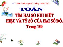 Bài giảng Toán Lớp 4 - Bài: Tìm hai số khi bi