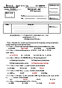 Bài kiểm tra cuối học kì I môn Toán Lớp 4 - N