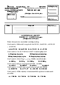 Bài kiểm tra giữa học kì 1 môn Toán Lớp 4 - N