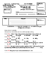 Đề kiểm tra cuối kì I môn Toán Lớp 4 - Năm họ