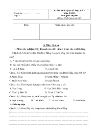 Đề kiểm tra định kì môn Lịch sử và Địa lí Lớp