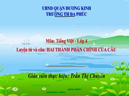 Bài giảng Tiếng Việt 4 (Luyện từ và câu) Sách