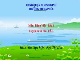 Bài giảng Tiếng Việt 4 (Luyện từ và câu) Sách