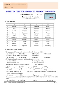 Đề kiểm tra Tiếng Anh Lớp 4 - Năm học 2022-20