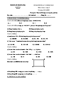 Đề kiểm tra Toán 4 cuối học kì I - Năm học 20
