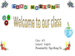 Bài giảng Tiếng Anh 4 - Unit 6: Where's your 