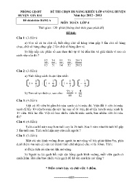 Đề thi chọn HS năng khiếu Toán 4 - Bảng A - N