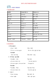 Bài tập ôn tập Tiếng Anh 4 - Unit 1: Nice to 