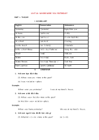 Đề cương ôn tập Tiếng Anh 4 - Unit 10: Where 