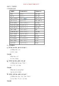Đề cương ôn tập Tiếng Anh 4 - Unit 11: What t