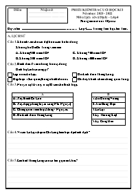 Đề kiểm tra cuối học kì I Lịch sử và Địa lí 4