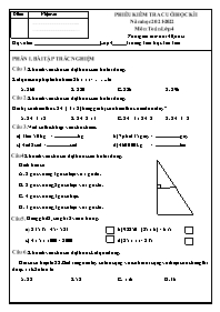 Đề kiểm tra cuối học kì I môn Toán Khối 4 - N