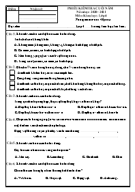 Đề kiểm tra cuối năm Khoa học 4 (Viết) - Năm 