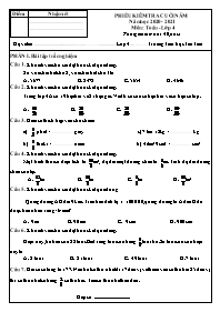 Đề kiểm tra cuối năm Toán 4 (Đọc) - Năm học 2