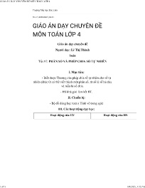 Giáo án Toán 4 - Tiết 97: Phân số và phép chi