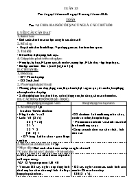 Kế hoạch bài dạy các môn Lớp 4 - Tuần 15 - Nă